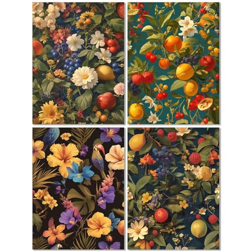 4 Stück Diamond Painting Kinder ab 10 Jahre Farbe 70x90cm, Diamond Painting Erwachsene Obst, 5D DIY Mosaikherstellung Basteln Erwachsene Diamant Malerei Stickerei Kits für Wand Dekor Geschenke Z-523T von cppxinng