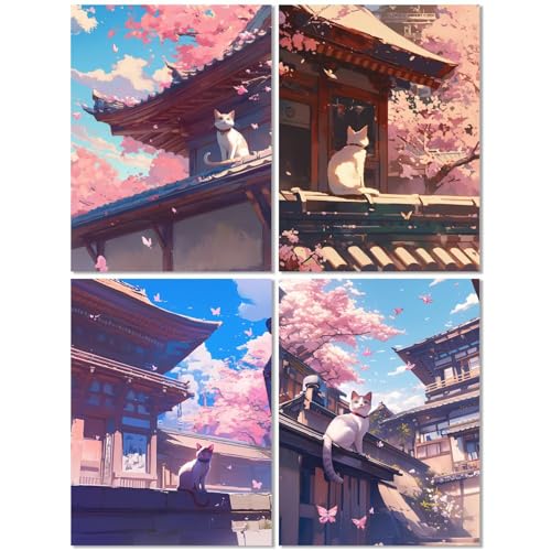 4 Stück Diamond Painting Kinder ab 10 Jahre Japan 70x90cm, Diamond Painting Erwachsene Katze, 5D DIY Mosaikherstellung Basteln Erwachsene Diamant Malerei Stickerei Kits für Home Wand Dekor Z-455T 4 Stück Diamond Painting Kinder ab 10 Jahre Japan 70x90cm, Diamond Painting Erwachsene Katze, 5D DIY Mosaikherstellung Basteln Erwachsene Diamant Malerei Stickerei Kits für Home Wand Dekor Z-455T von cppxinng