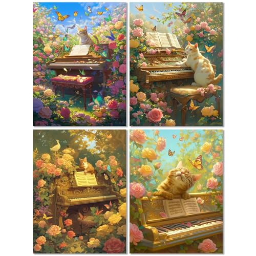 4 Stück Diamond Painting Kinder ab 10 Jahre Katze 70x90cm, Diamond Painting Erwachsene Klavier, 5D DIY Mosaikherstellung Basteln Erwachsene Diamant Malerei Stickerei Kits für Home Wand Dekor Z-445T 4 Stück Diamond Painting Kinder ab 10 Jahre Katze 70x90cm, Diamond Painting Erwachsene Klavier, 5D DIY Mosaikherstellung Basteln Erwachsene Diamant Malerei Stickerei Kits für Home Wand Dekor Z-445T von cppxinng