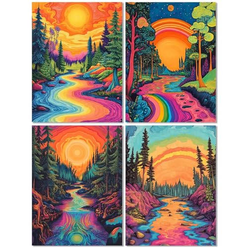 4 Stück Diamond Painting Kinder ab 10 Jahre Sonnenuntergang 70x90cm, Diamond Painting Erwachsene Landschaft,DIY Mosaikherstellung Basteln Erwachsene Diamant Malerei Stickerei Kit für Wand Dekor Z-545T von cppxinng