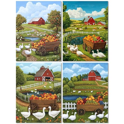 4 Stück Diamond Painting Kinder ab 7 Jahre Bauernhof 50x70cm, Diamond Painting Erwachsene Herbst, 5D DIY Mosaikherstellung Basteln Erwachsene Diamant Malerei Stickerei Kits für Home Wand Dekor Z-243T 4 Stück Diamond Painting Kinder ab 7 Jahre Bauernhof 50x70cm, Diamond Painting Erwachsene Herbst, 5D DIY Mosaikherstellung Basteln Erwachsene Diamant Malerei Stickerei Kits für Home Wand Dekor Z-243T von cppxinng