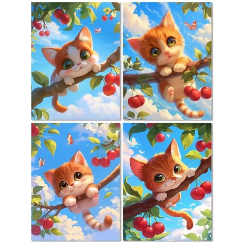 4 Stück Diamond Painting Kinder ab 7 Jahre Katze 20x30cm, Diamond Painting Erwachsene Obst, 5D DIY Mosaikherstellung Basteln Erwachsene Diamant Malerei Stickerei Kits für Wand Dekor Geschenke Z-239T 4 Stück Diamond Painting Kinder ab 7 Jahre Katze 20x30cm, Diamond Painting Erwachsene Obst, 5D DIY Mosaikherstellung Basteln Erwachsene Diamant Malerei Stickerei Kits für Wand Dekor Geschenke Z-239T von cppxinng