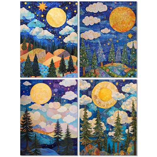 4 Stück Diamond Painting Kinder ab 7 Jahre Mond 50x70cm, Diamond Painting Erwachsene Wald,5D DIY Mosaikherstellung Basteln Erwachsene Diamant Malerei Stickerei Kit für Home Wand Dekor Geschenke Z-415T 4 Stück Diamond Painting Kinder ab 7 Jahre Mond 50x70cm, Diamond Painting Erwachsene Wald,5D DIY Mosaikherstellung Basteln Erwachsene Diamant Malerei Stickerei Kit für Home Wand Dekor Geschenke Z-415T von cppxinng