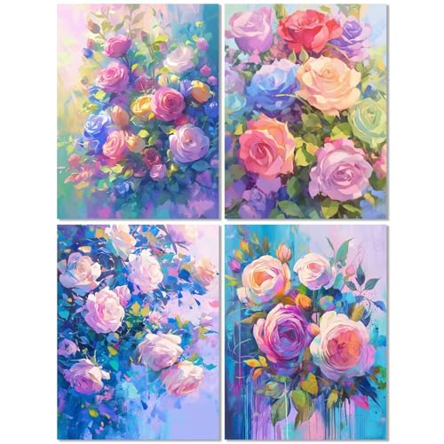 4 Stück Diamond Painting Kinder ab 8 Jahre Blume 60x70cm, Diamond Painting Erwachsene Farbe, 5D DIY Mosaikherstellung Basteln Erwachsene Diamant Malerei Stickerei Kits für Wand Dekor Geschenke Z-433T 4 Stück Diamond Painting Kinder ab 8 Jahre Blume 60x70cm, Diamond Painting Erwachsene Farbe, 5D DIY Mosaikherstellung Basteln Erwachsene Diamant Malerei Stickerei Kits für Wand Dekor Geschenke Z-433T von cppxinng