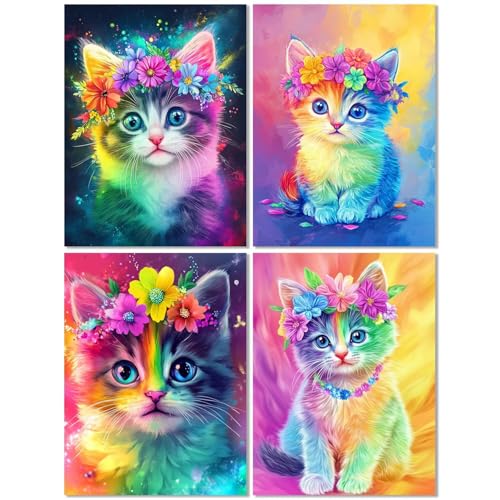 4 Stück Diamond Painting Kinder ab 8 Jahre Katze 60x70cm, Diamond Painting Erwachsene Farbe, 5D DIY Mosaikherstellung Basteln Erwachsene Diamant Malerei Stickerei Kits für Wand Dekor Geschenke Z-237T 4 Stück Diamond Painting Kinder ab 8 Jahre Katze 60x70cm, Diamond Painting Erwachsene Farbe, 5D DIY Mosaikherstellung Basteln Erwachsene Diamant Malerei Stickerei Kits für Wand Dekor Geschenke Z-237T von cppxinng