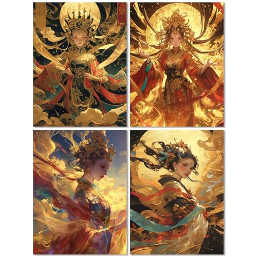 4 Stück Diamond Painting Kinder ab 8 Jahre Schönheit 30x40cm, Diamond Painting Erwachsene Dunhuang,5D DIY Mosaikherstellung Basteln Erwachsene Diamant Malerei Stickerei Kits für Home Wand Dekor Z-241T 4 Stück Diamond Painting Kinder ab 8 Jahre Schönheit 30x40cm, Diamond Painting Erwachsene Dunhuang,5D DIY Mosaikherstellung Basteln Erwachsene Diamant Malerei Stickerei Kits für Home Wand Dekor Z-241T von cppxinng