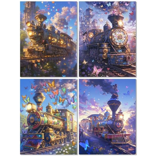4 Stück Diamond Painting Kinder ab 8 Jahre Zug 60x70cm, Diamond Painting Erwachsene Niedlich, 5D DIY Mosaikherstellung Basteln Erwachsene Diamant Malerei Stickerei Kits für Home Wand Dekor Z-435T 4 Stück Diamond Painting Kinder ab 8 Jahre Zug 60x70cm, Diamond Painting Erwachsene Niedlich, 5D DIY Mosaikherstellung Basteln Erwachsene Diamant Malerei Stickerei Kits für Home Wand Dekor Z-435T von cppxinng