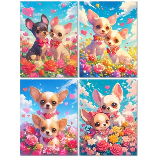 4 Stück Diamond Painting Kinder ab 9 Jahre Niedlich 40x50cm, Diamond Painting Erwachsene Hund, 5D DIY Mosaikherstellung Basteln Erwachsene Diamant Malerei Stickerei Kits für Home Wand Dekor Z-437T 4 Stück Diamond Painting Kinder ab 9 Jahre Niedlich 40x50cm, Diamond Painting Erwachsene Hund, 5D DIY Mosaikherstellung Basteln Erwachsene Diamant Malerei Stickerei Kits für Home Wand Dekor Z-437T von cppxinng