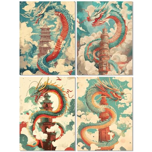4er Set Diamond Painting Erwachsene Drachen 45x60cm, Diamond Painting Kinder Turm, Basteln Mädchen 10 Jahre, Mosaikherstellung Kreativ Set für Erwachsene, Diamant Stickerei Kits für Wand Dekor Z-440T 4er Set Diamond Painting Erwachsene Drachen 45x60cm, Diamond Painting Kinder Turm, Basteln Mädchen 10 Jahre, Mosaikherstellung Kreativ Set für Erwachsene, Diamant Stickerei Kits für Wand Dekor Z-440T von cppxinng