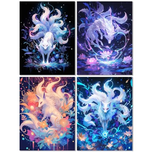 4er Set Diamond Painting Erwachsene Fuchs 30x40cm, Diamond Painting Kinder Mythos, Basteln Mädchen 10 Jahre, Mosaikherstellung Kreativ Set für Erwachsene, Diamant Stickerei Kits für Wand Dekor Z-432T 4er Set Diamond Painting Erwachsene Fuchs 30x40cm, Diamond Painting Kinder Mythos, Basteln Mädchen 10 Jahre, Mosaikherstellung Kreativ Set für Erwachsene, Diamant Stickerei Kits für Wand Dekor Z-432T von cppxinng
