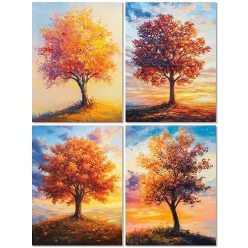 4er Set Diamond Painting Erwachsene Herbst 60x80cm, Diamond Painting Kinder Baum, DIY Basteln Mädchen 10 Jahre,Mosaikherstellung Kreativ Set für Erwachsene,Diamant Stickerei Kits für Wand Dekor Z-558T von cppxinng