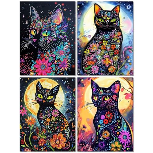 4er Set Diamond Painting Erwachsene Katze 50x65cm, Diamond Painting Kinder Mond, DIY Basteln Mädchen 10 Jahre,Mosaikherstellung Kreativ Set für Erwachsene, Diamant Stickerei Kits für Wand Dekor Z-448T 4er Set Diamond Painting Erwachsene Katze 50x65cm, Diamond Painting Kinder Mond, DIY Basteln Mädchen 10 Jahre,Mosaikherstellung Kreativ Set für Erwachsene, Diamant Stickerei Kits für Wand Dekor Z-448T von cppxinng