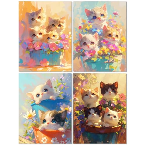 4er Set Diamond Painting Erwachsene Katze 70x90cm, Diamond Painting Kinder Niedlich, Basteln Mädchen 10 Jahre,Mosaikherstellung Kreativ Set für Erwachsene, Diamant Stickerei Kits für Wand Dekor Z-446T 4er Set Diamond Painting Erwachsene Katze 70x90cm, Diamond Painting Kinder Niedlich, Basteln Mädchen 10 Jahre,Mosaikherstellung Kreativ Set für Erwachsene, Diamant Stickerei Kits für Wand Dekor Z-446T von cppxinng