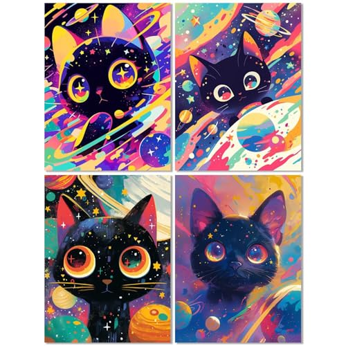 4er Set Diamond Painting Erwachsene Niedlich 70x90cm, Diamond Painting Kinder Katze, Basteln Mädchen 10 Jahre,Mosaikherstellung Kreativ Set für Erwachsene, Diamant Stickerei Kits für Wand Dekor Z-438T 4er Set Diamond Painting Erwachsene Niedlich 70x90cm, Diamond Painting Kinder Katze, Basteln Mädchen 10 Jahre,Mosaikherstellung Kreativ Set für Erwachsene, Diamant Stickerei Kits für Wand Dekor Z-438T von cppxinng
