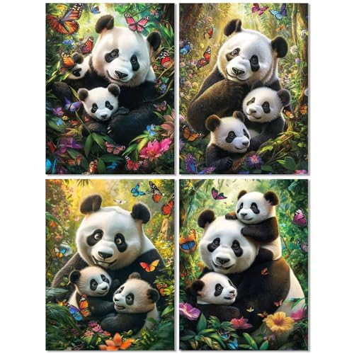 4er Set Diamond Painting Erwachsene Panda 70x90cm, Diamond Painting Kinder Niedlich, Basteln Mädchen 10 Jahre,Mosaikherstellung Kreativ Set für Erwachsene, Diamant Stickerei Kits für Wand Dekor Z-516T von cppxinng