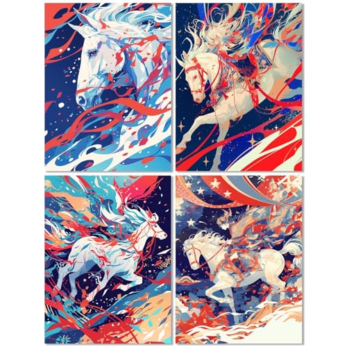 4er Set Diamond Painting Erwachsene Pferd 60x80cm, Diamond Painting Kinder Traum, DIY Basteln Mädchen 10 Jahre,Mosaikherstellung Kreativ Set für Erwachsene,Diamant Stickerei Kits für Wand Dekor Z-548T von cppxinng