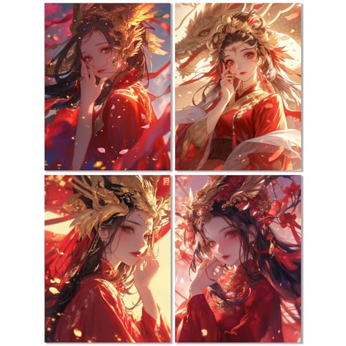 4er Set Diamond Painting Erwachsene Schönheit 50x65cm, Diamond Painting Kinder Niedlich, DIY Basteln Mädchen 10 Jahre, Mosaikherstellung Kreativ Set für Erwachsene, 5D Diamant Stickerei Kits Z-554T von cppxinng