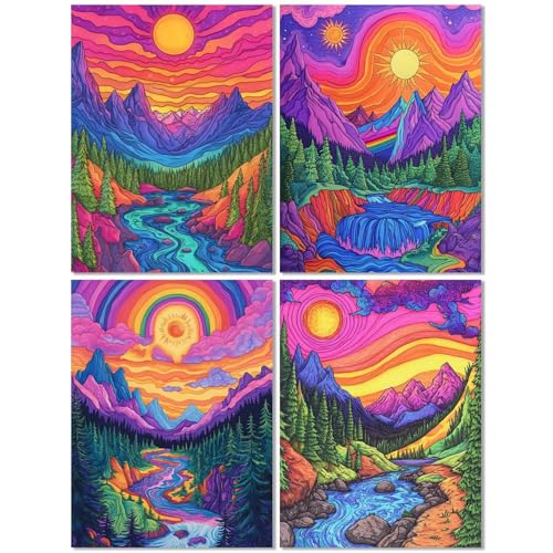 4er Set Diamond Painting Erwachsene Sonnenuntergang 70x90cm, Diamond Painting Kinder Farbe, DIY Basteln Mädchen 10 Jahre, Mosaikherstellung Kreativ Set für Erwachsene, 5D Diamant Stickerei Kits Z-544T von cppxinng