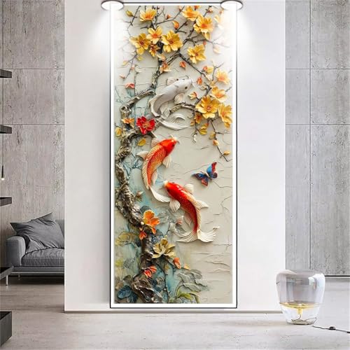 Diamond Painting Großes XXL 40x100cm Diamant Painting Bilder Blumen Koi Fische Diamond Art Erwachsene DIY Full Square Diamant Kunst Malerei zubehör Set Kreuzstich Bilder Home Wand Dekor Geschenk G91 von cppxinng