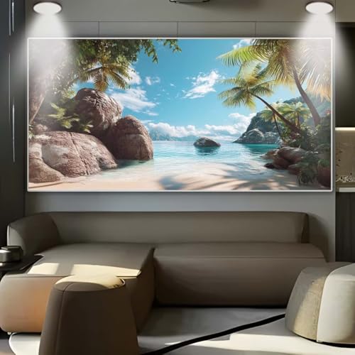 Diamond Painting Großes XXL 40x100cm Diamant Painting Bilder Insel Landschaft Diamond Art Erwachsene DIY Full Square Diamant Kunst Malerei zubehör Set Kreuzstich Bilder Home Wand Dekor Geschenk B37 von cppxinng