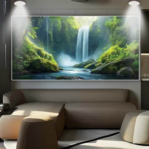 Diamond Painting Wasserfall Wald，Diamond Painting Erwachsene Groß XXL 30x80cm，Diamant Painting eckige steine Bilder，Diamond Art zubehör cross stitch kit，diamond Stickerei set Home Wand Dekor Gifts A66 von cppxinng