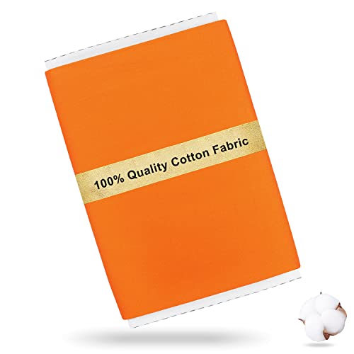 Craftido 100% Baumwollstoff Oeko-Tex, Meterware, 112cm Breit x 274cm Extra Lang - Mittleres Gewicht 145g - zum Quilten, Nähen, Schneidern, Bettwäsche, Futterstoffe, Kunsthandwerk - Orange von craftido