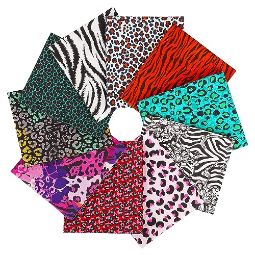 Craftido -24 Optionen- 100% Baumwolle Quiltingstoff Bündel 10pcs Fat Quarters 18"x21" (46x53cm) -Mittleres Gewicht 5.2oz- für Quilting, Nähen Projekt, Patchwork, DIY Handwerk - Fancy Animal von craftido