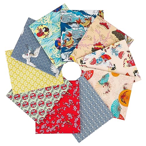 Craftido -24 Optionen- 100% Baumwolle Quiltingstoff Bündel 10pcs Fat Quarters 18"x21" (46x53cm) -Mittleres Gewicht 5.2oz- für Quilting, Nähen Projekt, Patchwork, DIY Handwerk - Japanese Style von craftido