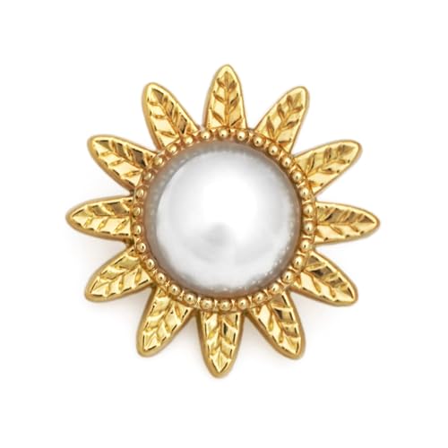 Craftisum Dekorative Knöpfe aus Metall, Sonnenblume mit Kunstperlen, 1,9 cm, 20 Stück von craftisum