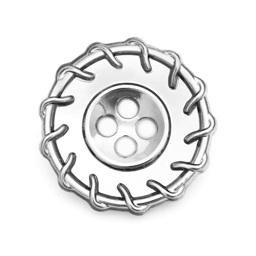 Craftisum Galvanisierte, silberfarbene Overlock-Knöpfe aus Metall, vierlochig, 1,9 cm, 20 Stück pro Packung von craftisum