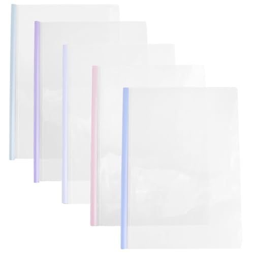 CRASPIRE 10 Sets Berichtsmappen mit Schiebestange, Kapazität in 5 Farben, A4-Größe, Ordner, 30,5 cm, Buchschiebinder, Heftklammern, Griff, 70 Blatt, Zugstange, Kunststoff für Büro, lose Blätter von craspire