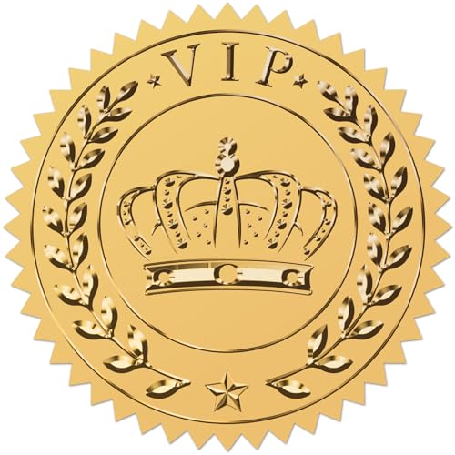 craspire 100 Stück 2 Zoll Kronen-Umschlagsiegelaufkleber Goldgeprägte Umschlagsiegel Folienaufkleber Metallische Siegel Mit Gezackter Kante Vintage-Etiketten Für Umschläge Diplome Zertifikate Zubehör von craspire