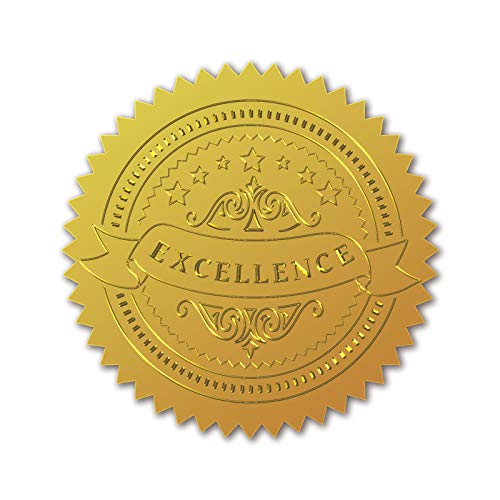 craspire 100 Stück Geprägte Goldfolien-Zertifikat-Siegel Selbstklebende Aufkleber Medaillendekor-Aufkleber Zertifizierung Abschluss Corporate Seals Notarsiegel Umschläge (Excellence Officials) von craspire