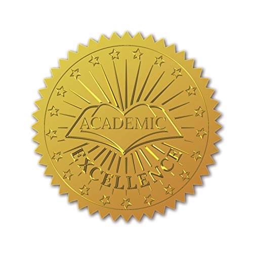 craspire 100 Stück Geprägte Goldfolien-Zertifikat-Siegel Selbstklebende Aufkleber Medaillendekorations-Aufkleber Zertifizierung Abschluss Corporate Seals Notarsiegel Umschläge (Excellence Academic) von craspire