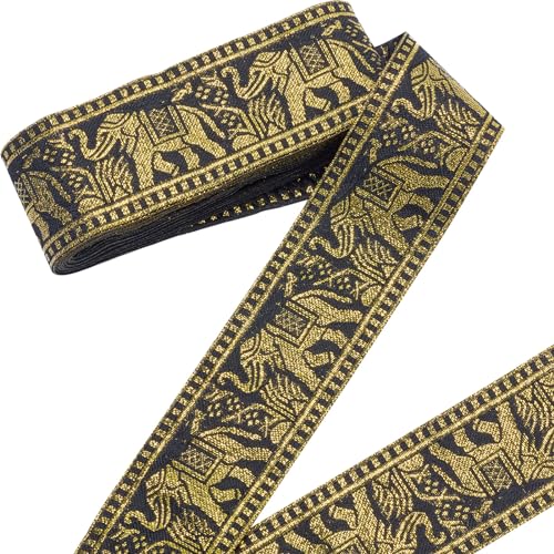 CRASPIRE 11 Yard Ethnisches Jacquard-Bandbesatz, Schwarzer Elefant, 2,{1} cm Breit, Gewebtes Vintage-Stickband, Boho-Spitzenstoff Für DIY Nähen, Handgefertigte Tasche, Kleidung, Fransen, Bastelzubehör CRASPIRE 11 Yard Ethnisches Jacquard-Bandbesatz, Schwarzer Elefant, 2,{1} cm Breit, Gewebtes Vintage-Stickband, Boho-Spitzenstoff Für DIY Nähen, Handgefertigte Tasche, Kleidung, Fransen, Bastelzubehör von craspire