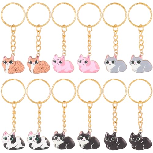 CRASPIRE 12 x Katzen-Schlüsselanhänger, Emaille, Tier-Schlüsselanhänger, 6 Stile, kleine Legierung, bunt, Kawaii-Haustier-Schlüsselanhänger, zum Aufhängen, für Autoschlüssel, Schlüsselanhänger, CRASPIRE 12 x Katzen-Schlüsselanhänger, Emaille, Tier-Schlüsselanhänger, 6 Stile, kleine Legierung, bunt, Kawaii-Haustier-Schlüsselanhänger, zum Aufhängen, für Autoschlüssel, Schlüsselanhänger, von craspire