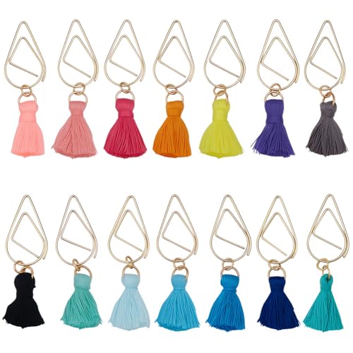 CRASPIRE 14 goldene Büroklammern mit Baumwollquasten-Charm, Büroklammern, Legierung, Mini-Lesezeichen für Büro, Schulbedarf, Hochzeitseinladungen, Basteln, Scrapbooking, Papierdokumentensortierung CRASPIRE 14 goldene Büroklammern mit Baumwollquasten-Charm, Büroklammern, Legierung, Mini-Lesezeichen für Büro, Schulbedarf, Hochzeitseinladungen, Basteln, Scrapbooking, Papierdokumentensortierung von craspire