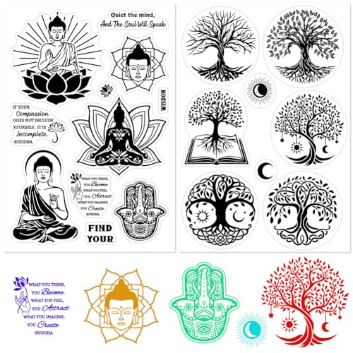 craspire 2 Stil Buddha Baum des Lebens Klare Gummistempel Mandala Vintage Wiederverwendbare Transparente Silikonstempelsiegel Für Journaling, Kartenherstellung, Scrapbooking, Fotoalbum, Dekoratives craspire 2 Stil Buddha Baum des Lebens Klare Gummistempel Mandala Vintage Wiederverwendbare Transparente Silikonstempelsiegel Für Journaling, Kartenherstellung, Scrapbooking, Fotoalbum, Dekoratives von craspire