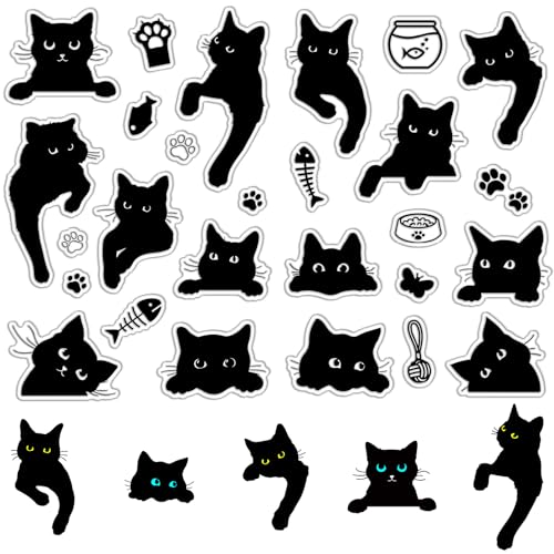 CRASPIRE 2 Stück Schwarze Katzen, Transparente Gummistempel, Cartoon-Fisch, Fischgräte, Süßes Kätzchen, Wiederverwendbare Transparente Silikonstempelsiegel, Vintage Für Tagebuch- Und Kartenherstellung CRASPIRE 2 Stück Schwarze Katzen, Transparente Gummistempel, Cartoon-Fisch, Fischgräte, Süßes Kätzchen, Wiederverwendbare Transparente Silikonstempelsiegel, Vintage Für Tagebuch- Und Kartenherstellung von craspire