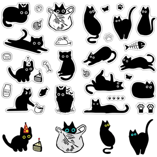 craspire 2 Stück Schwarze Katzen-Stempel, Transparent, Wiederverwendbar, Süße Kätzchen-Katzenpfoten, Cartoon, Transparente Silikonstempel, Siegel, Vintage, Für Tagebuch, Kartenherstellung, Dekoration craspire 2 Stück Schwarze Katzen-Stempel, Transparent, Wiederverwendbar, Süße Kätzchen-Katzenpfoten, Cartoon, Transparente Silikonstempel, Siegel, Vintage, Für Tagebuch, Kartenherstellung, Dekoration von craspire