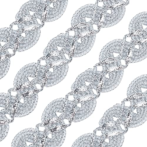 CRASPIRE 20 Yard 3/8 Zoll Gimpe Braid Trim Polyester Silber Metallic Rand Gewebte S Wave Spitze Band Stoff Polster Hand DIY Handwerk für Geschenk Kabelbinder Nähen Vorhang Schonbezug Kostüm Zubehör von craspire