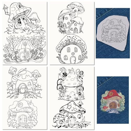 CRASPIRE 4 Blatt Pilzhaus, Wasserlösliche Stickstabilisatoren, Handnähen, Stick- Und Stitch-Transfers, Papier, Abwaschbar, Vorgedruckte, Selbstklebende Muster Für Taschen, Stoff, Nähliebhaber,Anfänger CRASPIRE 4 Blatt Pilzhaus, Wasserlösliche Stickstabilisatoren, Handnähen, Stick- Und Stitch-Transfers, Papier, Abwaschbar, Vorgedruckte, Selbstklebende Muster Für Taschen, Stoff, Nähliebhaber,Anfänger von craspire
