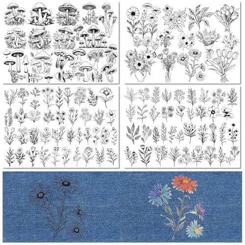 CRASPIRE 4 Blatt Stickblumenmuster Wasserlösliche Stickvliese Pilzpflanzen Handnäh Transferpapier Abwaschbare Vorgedruckte Selbstklebende Muster Für Taschen Stoffnähliebhaber CRASPIRE 4 Blatt Stickblumenmuster Wasserlösliche Stickvliese Pilzpflanzen Handnäh Transferpapier Abwaschbare Vorgedruckte Selbstklebende Muster Für Taschen Stoffnähliebhaber von craspire