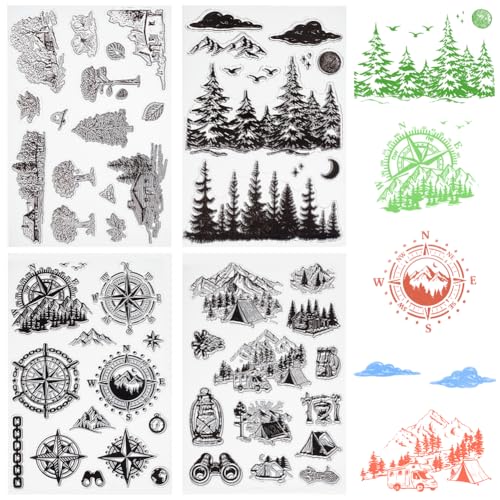CRASPIRE 4 Stück Kompass Bergbaum Klare Gummistempel Waldlandschaftshintergrund Wiederverwendbare Transparente Silikonstempelsiegel Vintage Für Tagebuchkartenherstellung Dekor DIY Scrapbooking Zubehör CRASPIRE 4 Stück Kompass Bergbaum Klare Gummistempel Waldlandschaftshintergrund Wiederverwendbare Transparente Silikonstempelsiegel Vintage Für Tagebuchkartenherstellung Dekor DIY Scrapbooking Zubehör von craspire