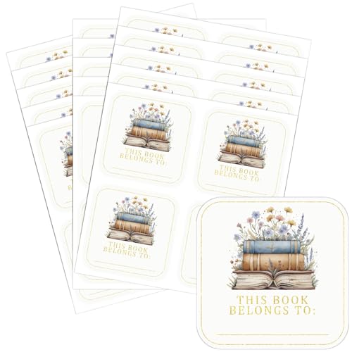 CRASPIRE 60 Stück Dieses Buch Gehört Zu Aufkleber Buchschilder Etiketten 2 x 2 Zoll Blumenbuch Design Buchstempel Personalisierte Etiketten Buchnamen Aufkleber Für Leseliebhaber DIY Fotoalbum von craspire