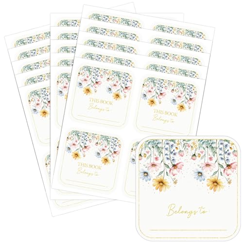 CRASPIRE 60 Stück Dieses Buch Gehört Zu Aufkleber Exlibris Etiketten 2 x 2 Zoll Floral Gestalteter Buchstempel Personalisierte Etiketten Buchnamen Aufkleber Für Leseliebhaber DIY Fotoalbum Tagebuch von craspire