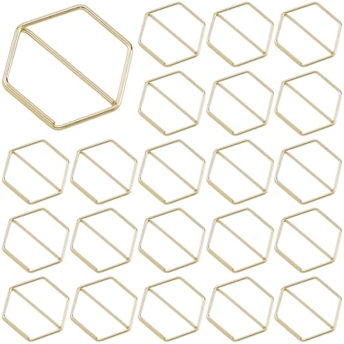 CRASPIRE 60 Stück geometrische Büroklammern, sechseckig, goldfarben, Metall, Eisen, Dokumente, Lesezeichen, Fotonotizen, Journaling, Buchdekoration, kleine Klemmen, Zubehör für Studenten, Lehrer von craspire