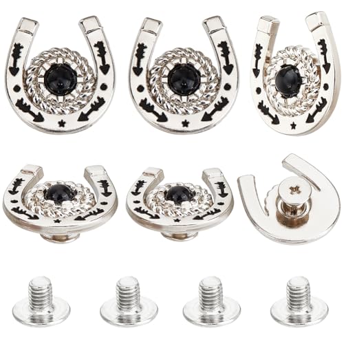 CRASPIRE 8 Sets/Box Hufeisenknöpfe Mit Schraubverschluss Schwarz Western Cowboy Stil Dekorative Lederschnallen 19mm Türkisfarbener Edelstein Metall Vintage Retro Gussnieten Nieten Für Heimwerkerstoffe CRASPIRE 8 Sets/Box Hufeisenknöpfe Mit Schraubverschluss Schwarz Western Cowboy Stil Dekorative Lederschnallen 19mm Türkisfarbener Edelstein Metall Vintage Retro Gussnieten Nieten Für Heimwerkerstoffe von craspire