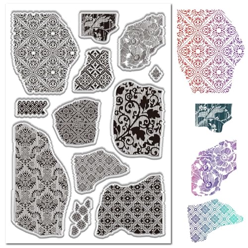 CRASPIRE A5 Vintage Textur Hintergrund Transparente Gummistempel Wiederverwendbar Retro 8.3x5.8Zoll Transparente Silikon Stempelsiegel Für Tagebücher Kartengestaltung Scrapbooking Fotoalben Dekorative von craspire