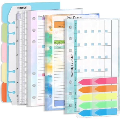 CRASPIRE A6 Budgetplaner Nachfüllset Mit 6 Löchern Ausgaben Budget Tracker Blätter Wochenplaner Monatskalender Einlagen Kassenbuch Brieftasche Rechnungs Organizer Mit Ordnertasche von craspire